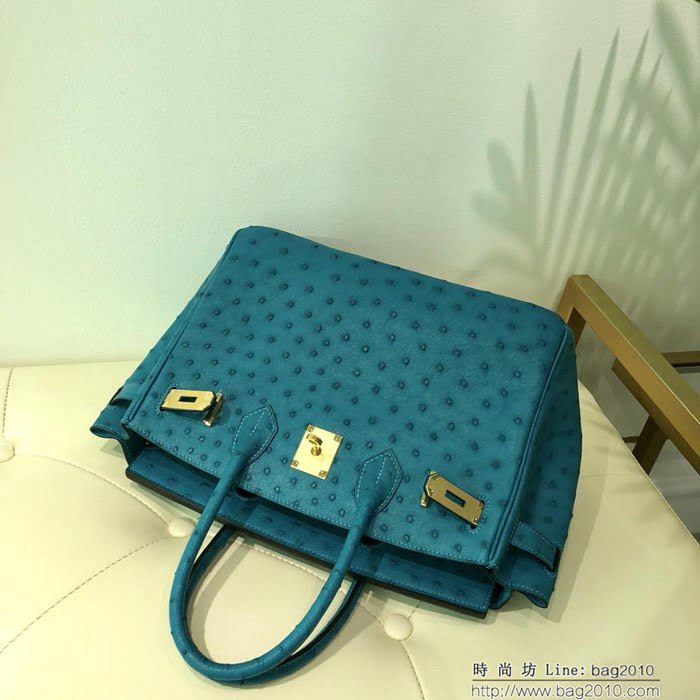 HERMES愛馬仕 鉑金包 Birkin 30 南非原產KK級鴕鳥皮 頂級工藝 手縫蠟線 時尚手提肩背包  Ama1411